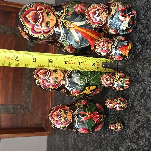 Vintage Russian Matryoshka 9 Piece Handpainted Nesting Wood Dolls - Picture 15 of 16
